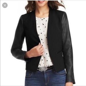 LOFT Faux Leather Sleeve Blazer